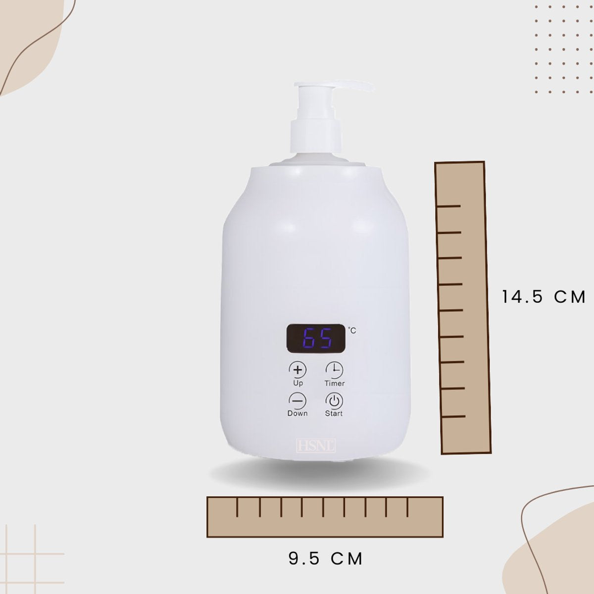 Afmetingen massageolieverwarmer