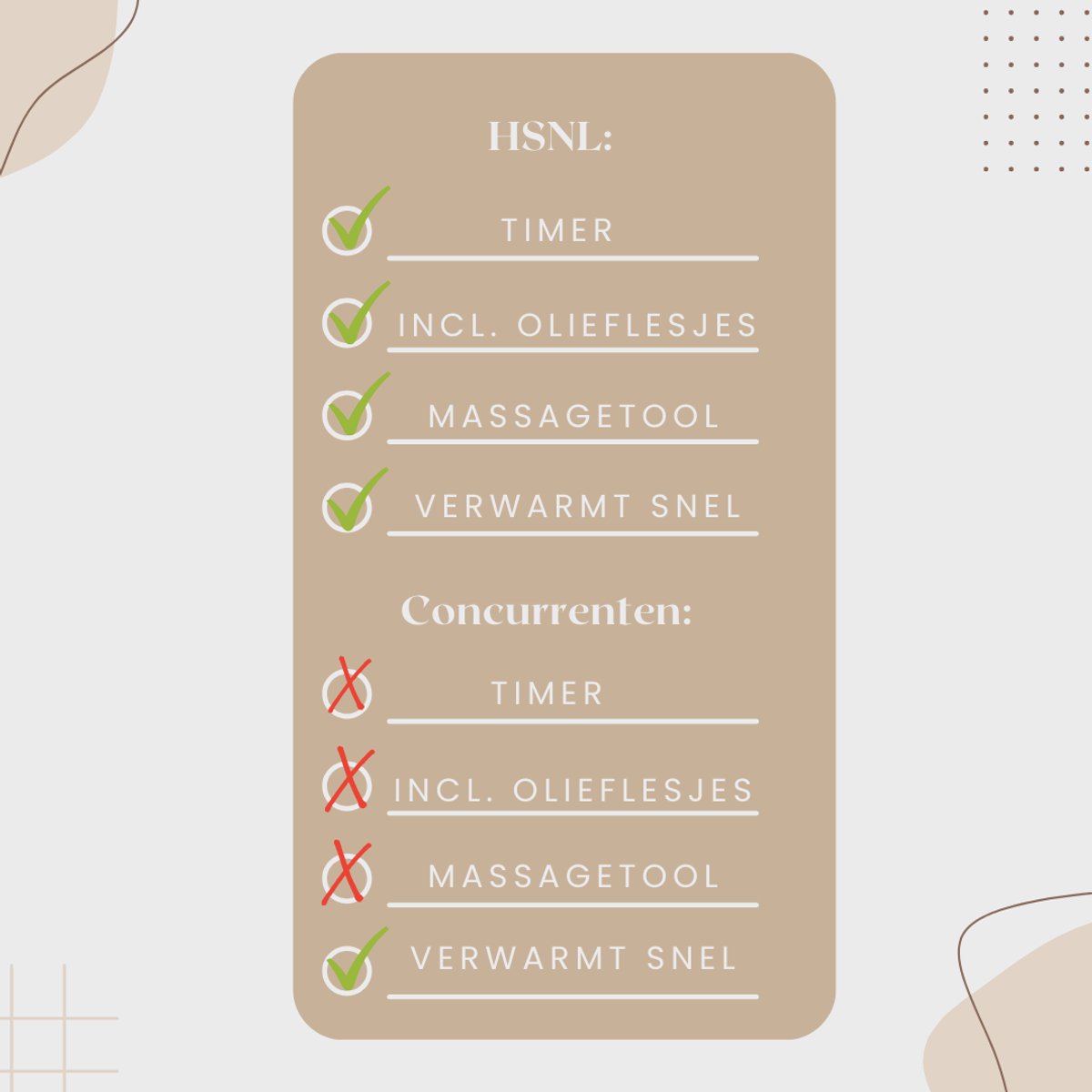 Voordelen HSNL massageolieverwamer