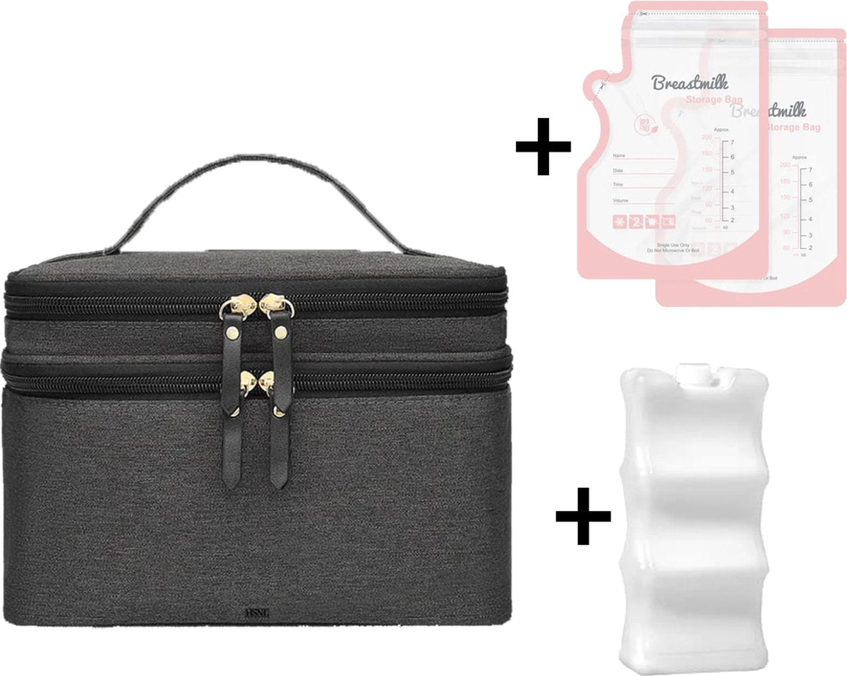 Zwarte kolftas inclusief melkzakjes en koelelement