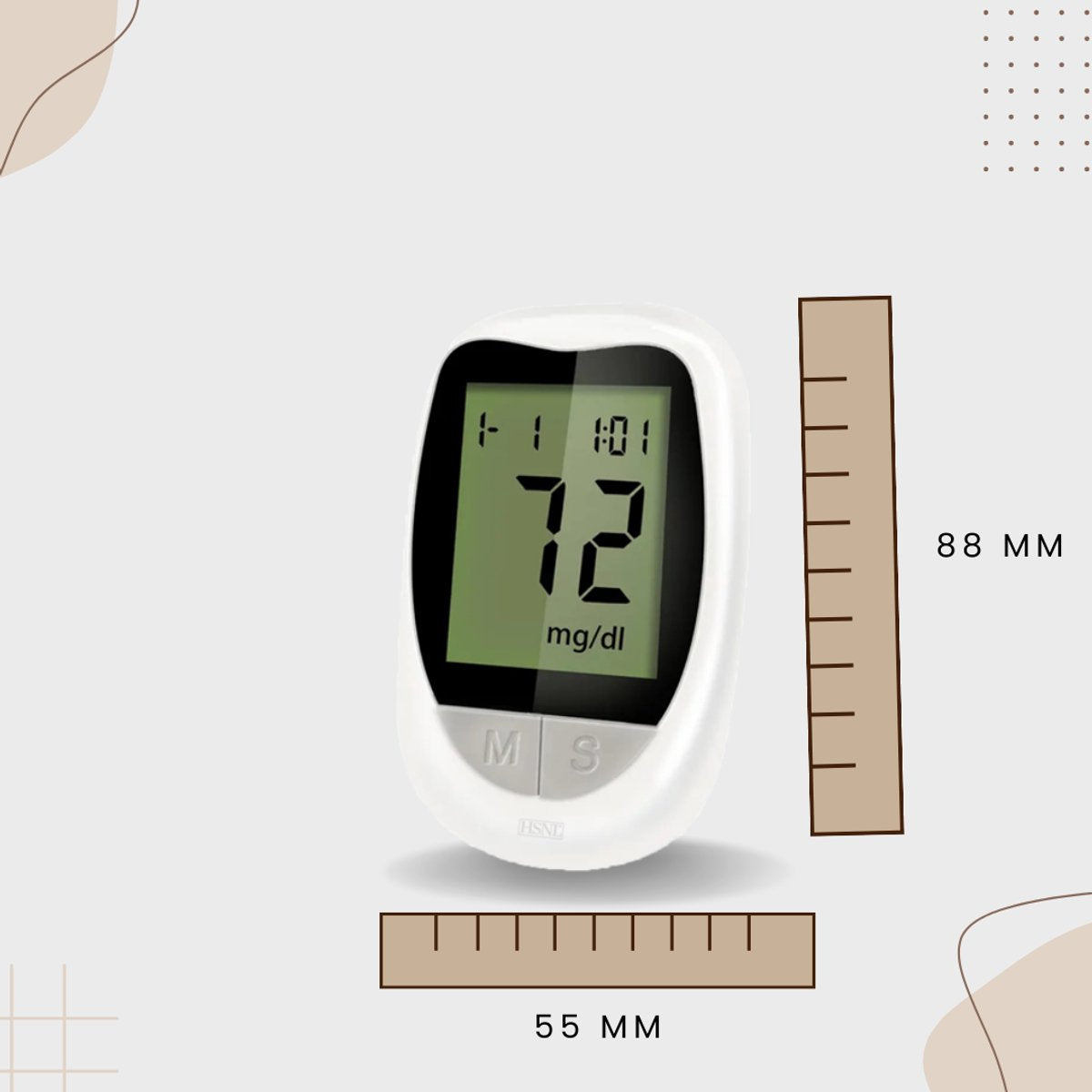 Afmetingen glucosemeter
