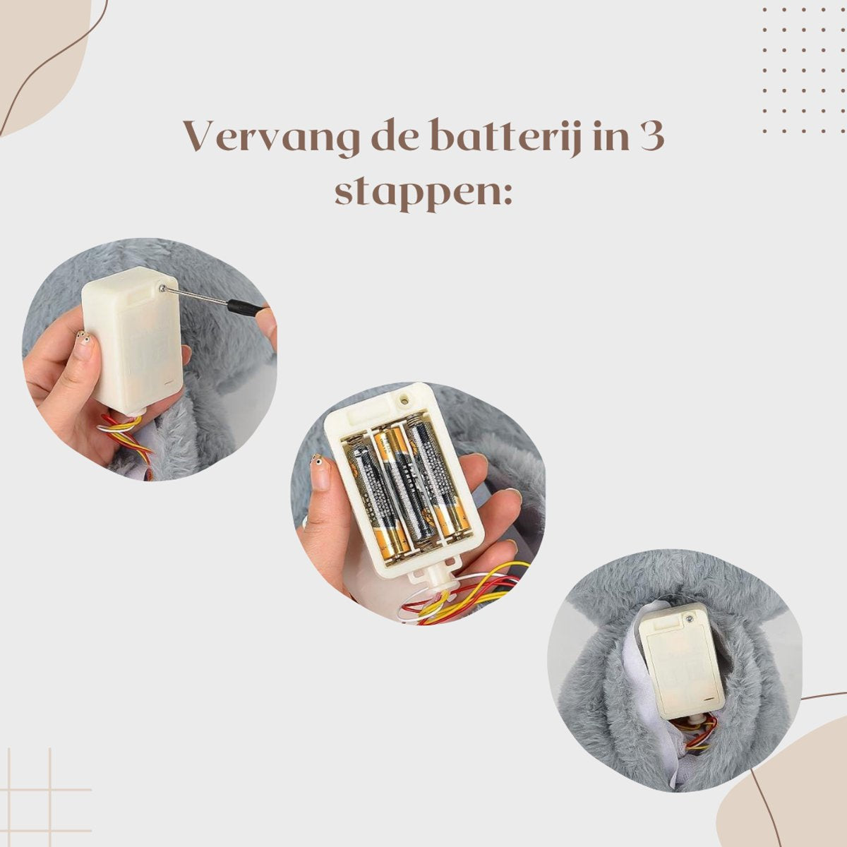 Batterij vervangen hartslagknuffel