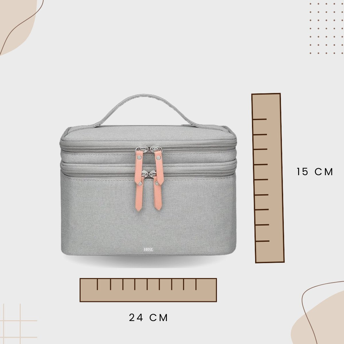 Exacte afmetingen grijze kolftas