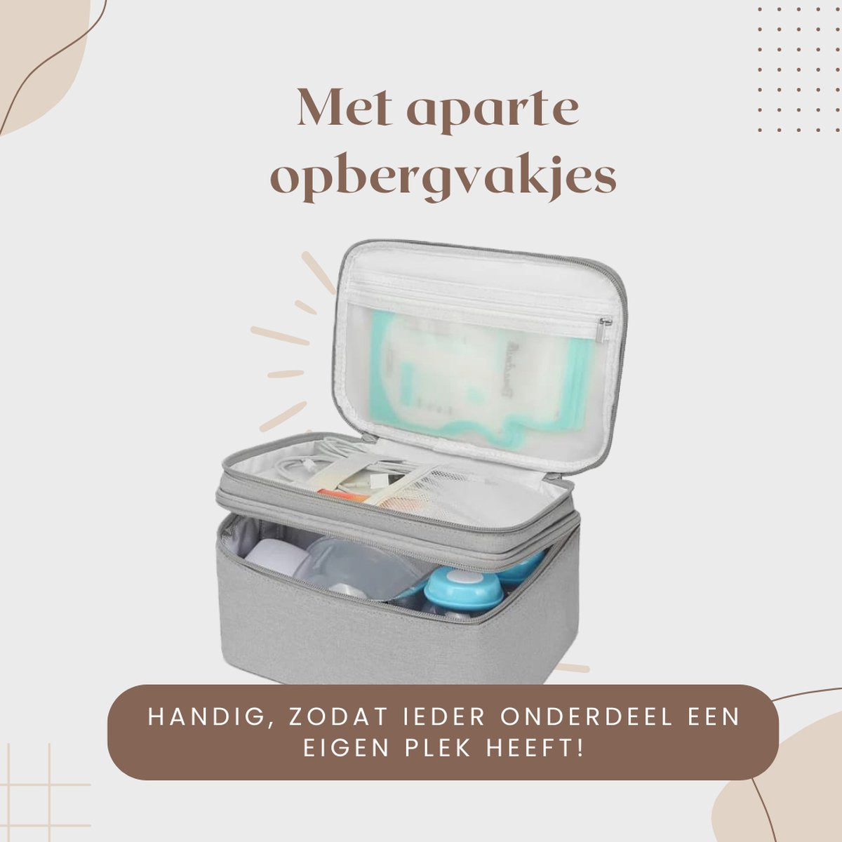 Grijze kolftas met aparte opbergvakjes