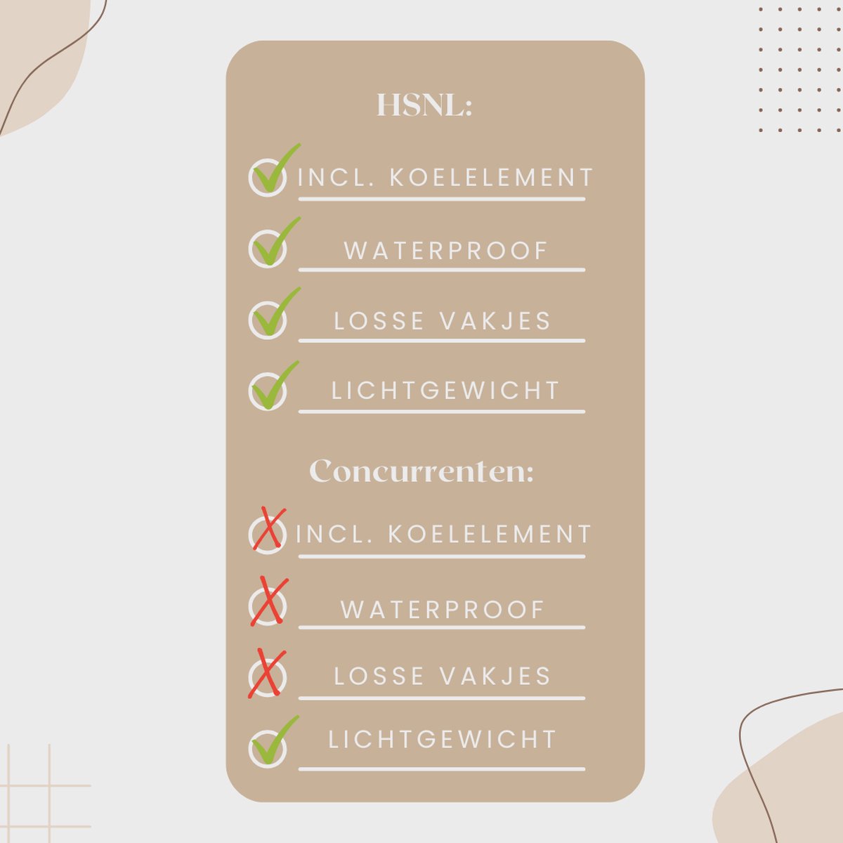 Voordelen HSNL kolftas